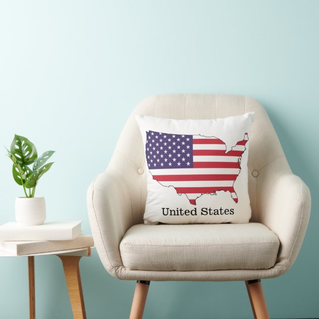 USA Flag and Map Souvenir Design Cushion (Chair)
