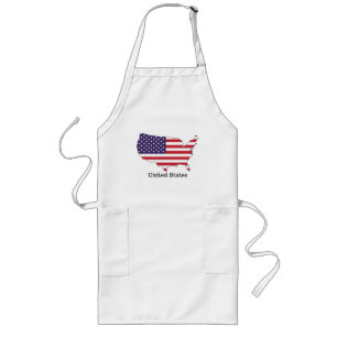 USA Flag and Map Souvenir Design Long Apron