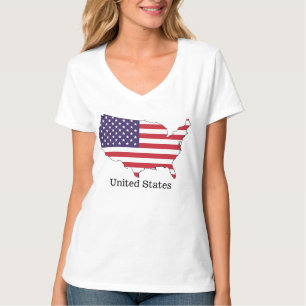 USA Flag and Map Souvenir Design T-Shirt