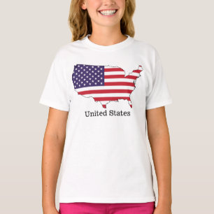 USA Flag and Map Souvenir Design T-Shirt