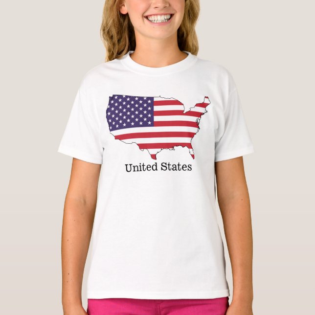USA Flag and Map Souvenir Design T-Shirt (Front)
