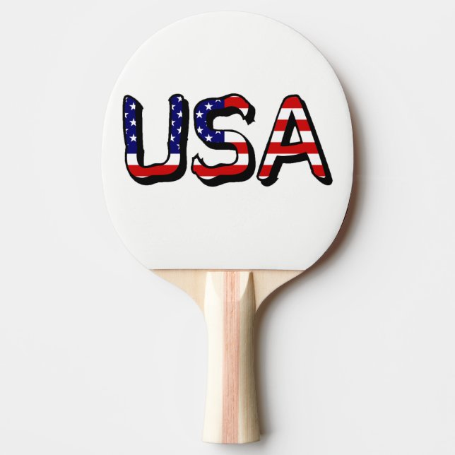 USA Flag and overlay ppcnt Ping Pong Paddle (Front)
