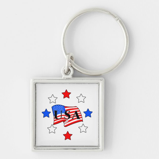 USA Flag and Stars Key Ring (Front)