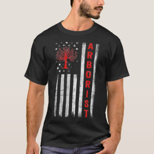 USA Flag Arborist for Tree Climber to Arbor Day T-Shirt