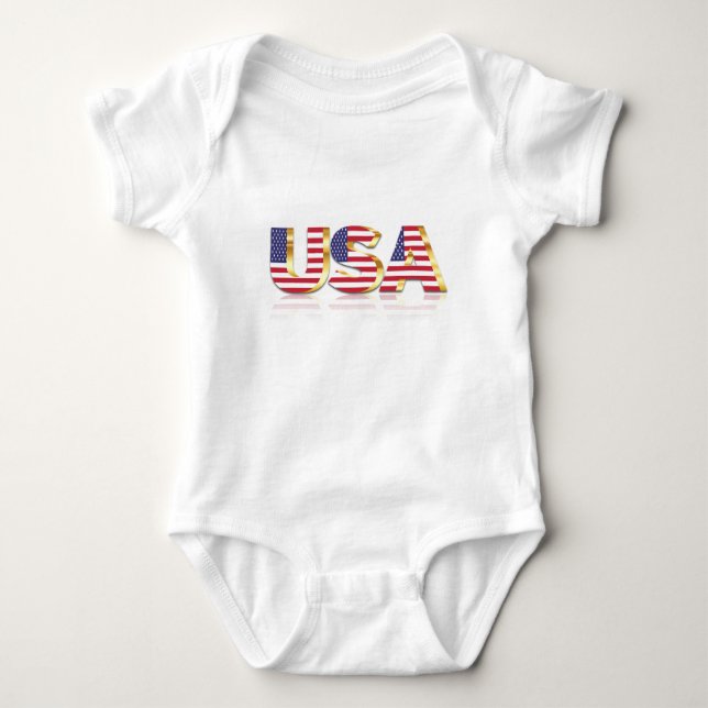 USA Flag Baby Bodysuit or T-Shirt (Front)