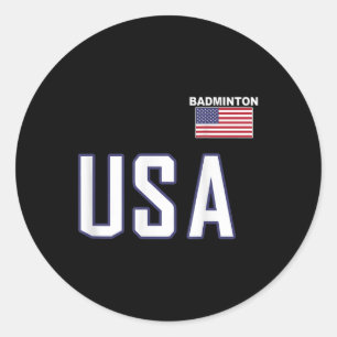 Usa Flag Badminton Team Cool Player Equipment Men  Classic Round Sticker