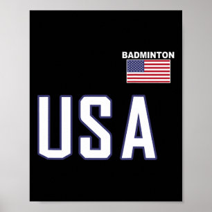 Usa Flag Badminton Team Cool Player Equipment Men  Poster