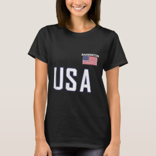 Usa Flag Badminton Team Cool Player Equipment Men  T-Shirt