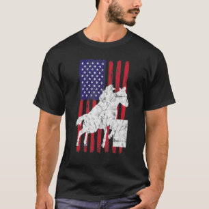 Usa Flag Barrel Racing Racer Horse Riding Rodeo Co T-Shirt