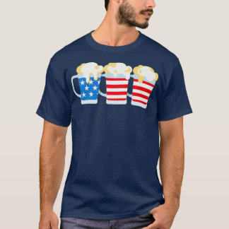 USA Flag Beer Mugs Funny 4th Of July Day Gift T-Shirt