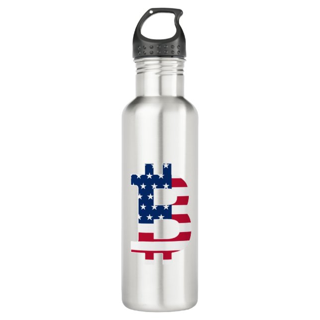 Usa Flag Bitcoin-Bitcoin-Cryptocurrency-Blockchain 710 Ml Water Bottle (Front)