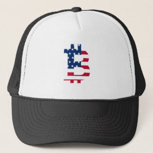 Usa Flag Bitcoin-Bitcoin-Cryptocurrency-Blockchain Trucker Hat