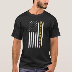 USA Flag Bitcoin Vintage BTC Crypto Mens Saying T-Shirt