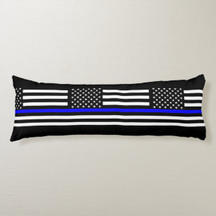 USA Flag Black and White Thin Blue Line Decor Body Cushion