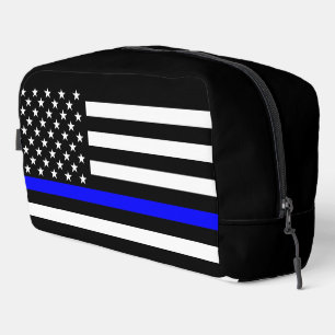 USA Flag Black and White Thin Blue Line Decor Dopp Kit