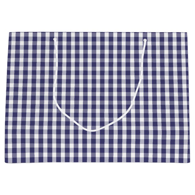USA Flag Blue and White Gingham Checked Large Gift Bag (Front)
