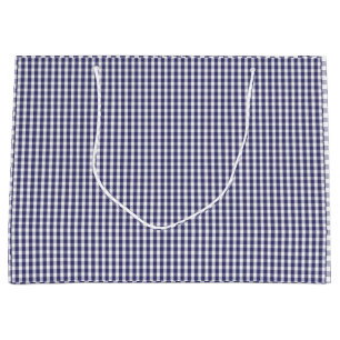 USA Flag Blue and White Gingham Checked Large Gift Bag