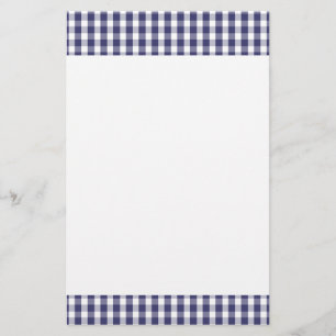 USA Flag Blue and White Gingham Checked Stationery