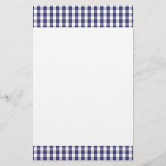 USA Flag Blue and White Gingham Checked Stationery