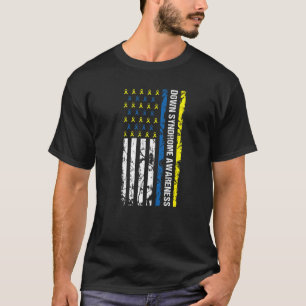 USA Flag Blue And Yellow Down Syndrome Awareness R T-Shirt