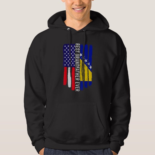 Usa Flag & Bosnia And Herzegovina Flag Best Grandf Hoodie (Front)