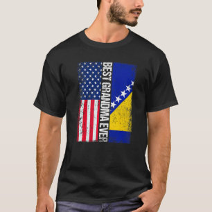 Usa Flag & Bosnia And Herzegovina Flag Best Grandm T-Shirt