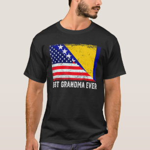 Usa Flag Bosnia And Herzegovina Flag Best Grandma T-Shirt