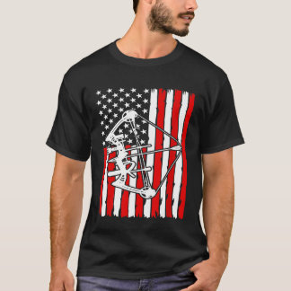 Usa Flag Bow Hunting  Archery T-Shirt
