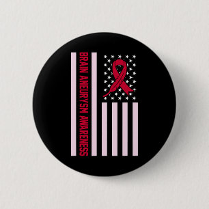 USA Flag Brain Aneurysm Awareness Month Supporter  6 Cm Round Badge