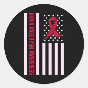 USA Flag Brain Aneurysm Awareness Month Supporter  Classic Round Sticker