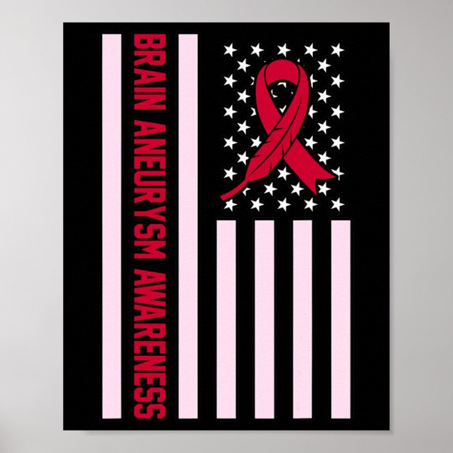 USA Flag Brain Aneurysm Awareness Month Supporter  Poster (Front)