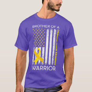USA Flag Brother Of A Warrior Childhood Cancer Awa T-Shirt
