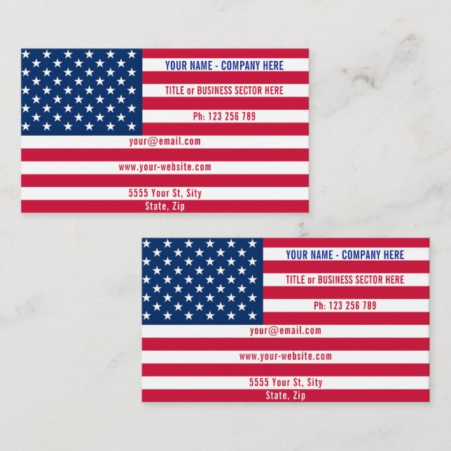 USA Flag Business Card Your Own Design (Front/Back)