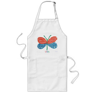 USA flag butterfly adults long apron