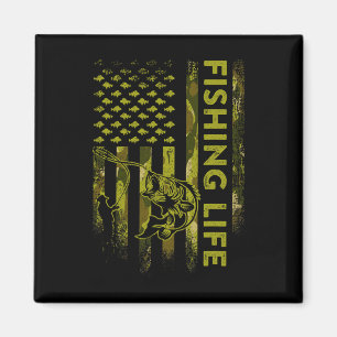 Usa Flag Camouflage Fishing Life  Magnet