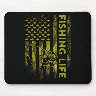Usa Flag Camouflage Fishing Life Mouse Pad