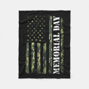 Usa Flag Camouflage Memorial Day  Fleece Blanket
