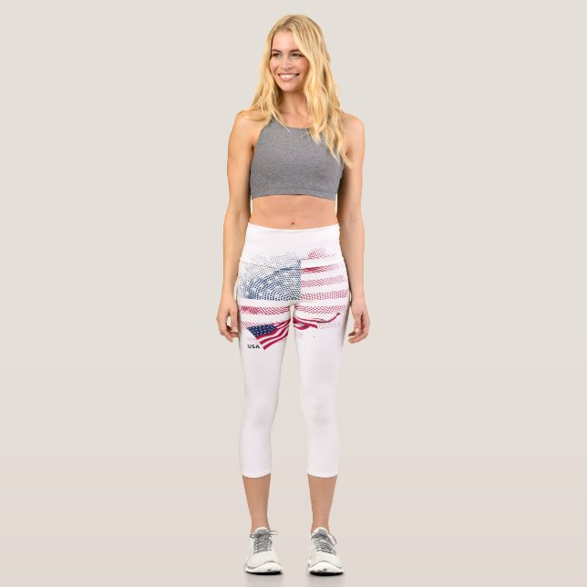 USA flag Capri Leggings (Front)