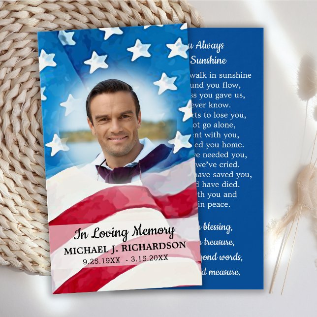 USA Flag Celebration Of Life Memorial Prayer Cards (Creator Uploaded)