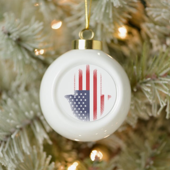 USA Flag Ceramic Ball Christmas Ornament (Tree)