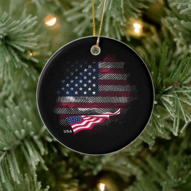 USA flag Ceramic Tree Decoration (Tree)
