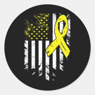USA Flag Childhood Cancer Awareness Family Support Classic Round Sticker