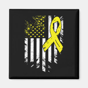 Usa Flag Childhood Cancer Awareness Family Support Magnet