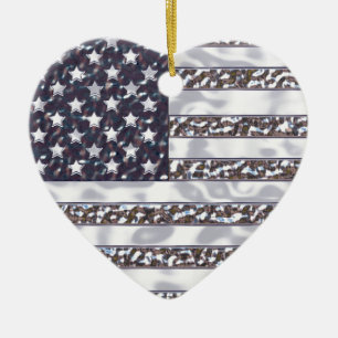 USA Flag Chrome Christmas Ornament