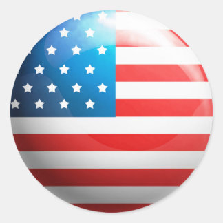 "USA Flag" Classic Round Sticker