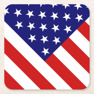 USA Flag coastercn Square Paper Coaster