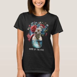 USA Flag Colours Flowers Red White Blue Home of th T-Shirt