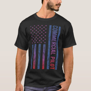 USA Flag Commercial Pilot T-Shirt