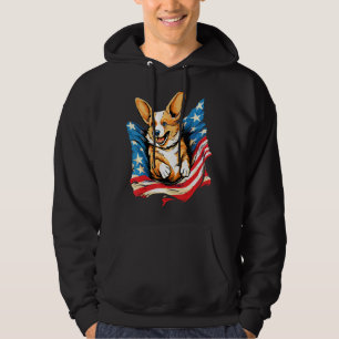 USA Flag Corgi 4th of July  for Dog Owners Hoodie