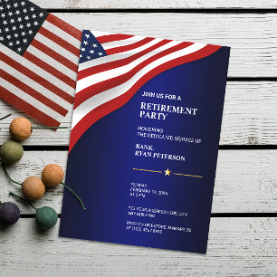 USA Flag   Corner   Luxury Blue Invitation